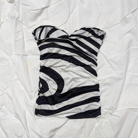 Vintage made in USA swirl pattern strapless clubbing top - Picture 2 of 3